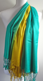 Sjaal in groen-blauw en geel