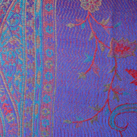 sjaal blauw met ingeweven dessin