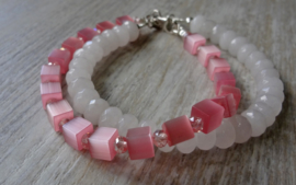 armband van roze cat eye blokjes