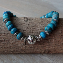 armband blauwe agaat rondellen