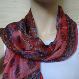 zijden sjaal roze met print