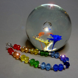 Armband van kristal glas in regenboogkleuren.