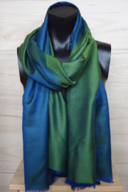 zijden sjaal reversible groen/blauw