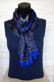 zijden sjaal fel blauw met print