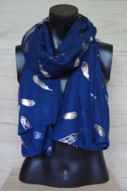sjaal blauw met veertjes
