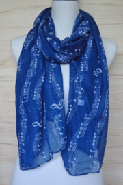 sjaal blauw met muzieknoten