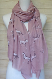sjaal roze met paardenprint