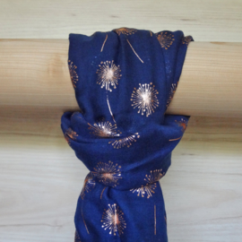 sjaal donkerblauw met rose gouden print