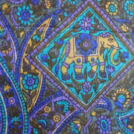 zijden sjaal blauw met olifanten