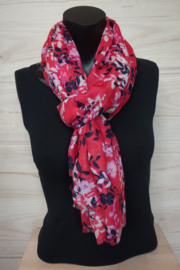 sjaal rood met bloemen