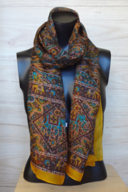 zijden sjaal multicolor okergeel