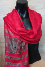 zijden sjaal rood met randen