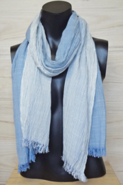 katoenen sjaal streepjes blauw-wit