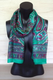 zijden sjaal groen met paisley print