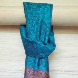 sjaal aqua blauw met randen