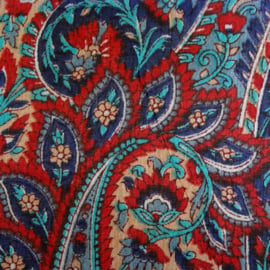 sjaal donkerblauw met paisley bloemdessin