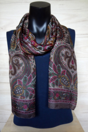 zijden sjaal in bruin met print
