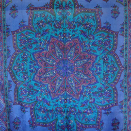 zijden sjaal paars/ blauw met bloemetjesmotief