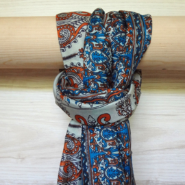 zijden sjaal petrol blauw met blad