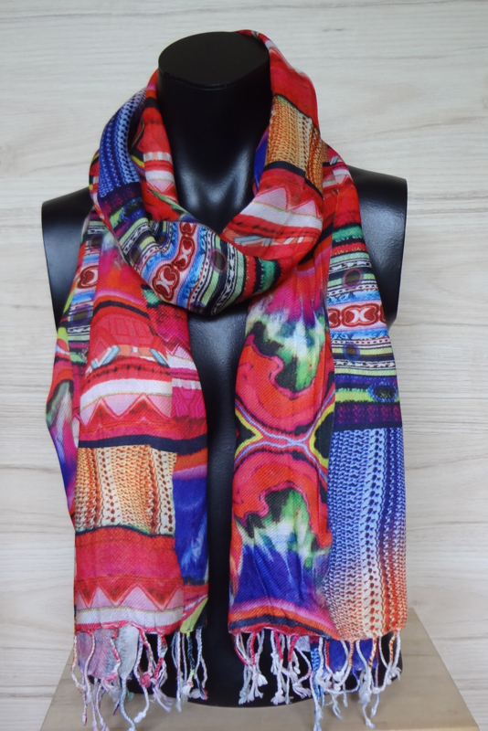 sjaal met patchwork print