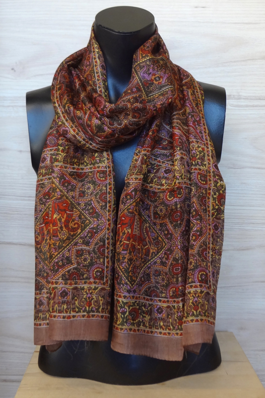 zijden sjaal multicolor bruin