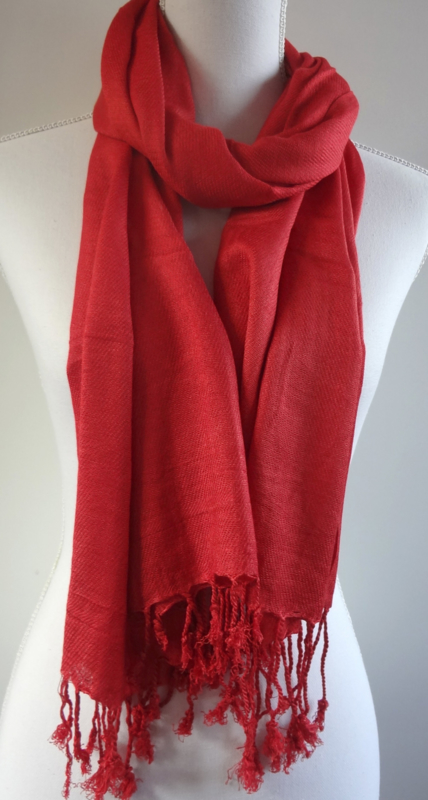 Geweven sjaal in helder rood