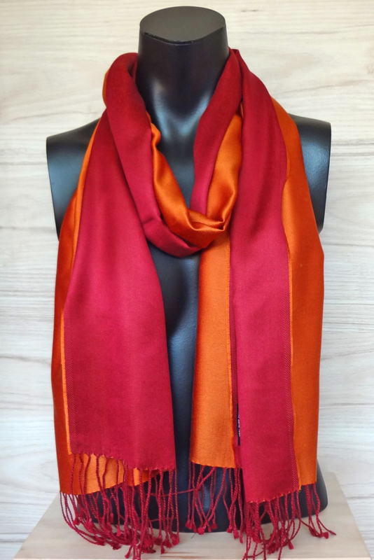 Zijden sjaal oranje/rood