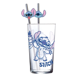 Disney Lilo & Stitch Glass Tumbler with Straws Stitch 485 ml - Stor [Nieuw]