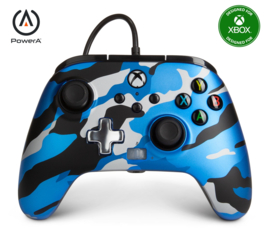 Xbox Controller Wired - Metalic Blue Camo (Series X & S - Xbox One) - Power A [Nieuw]
