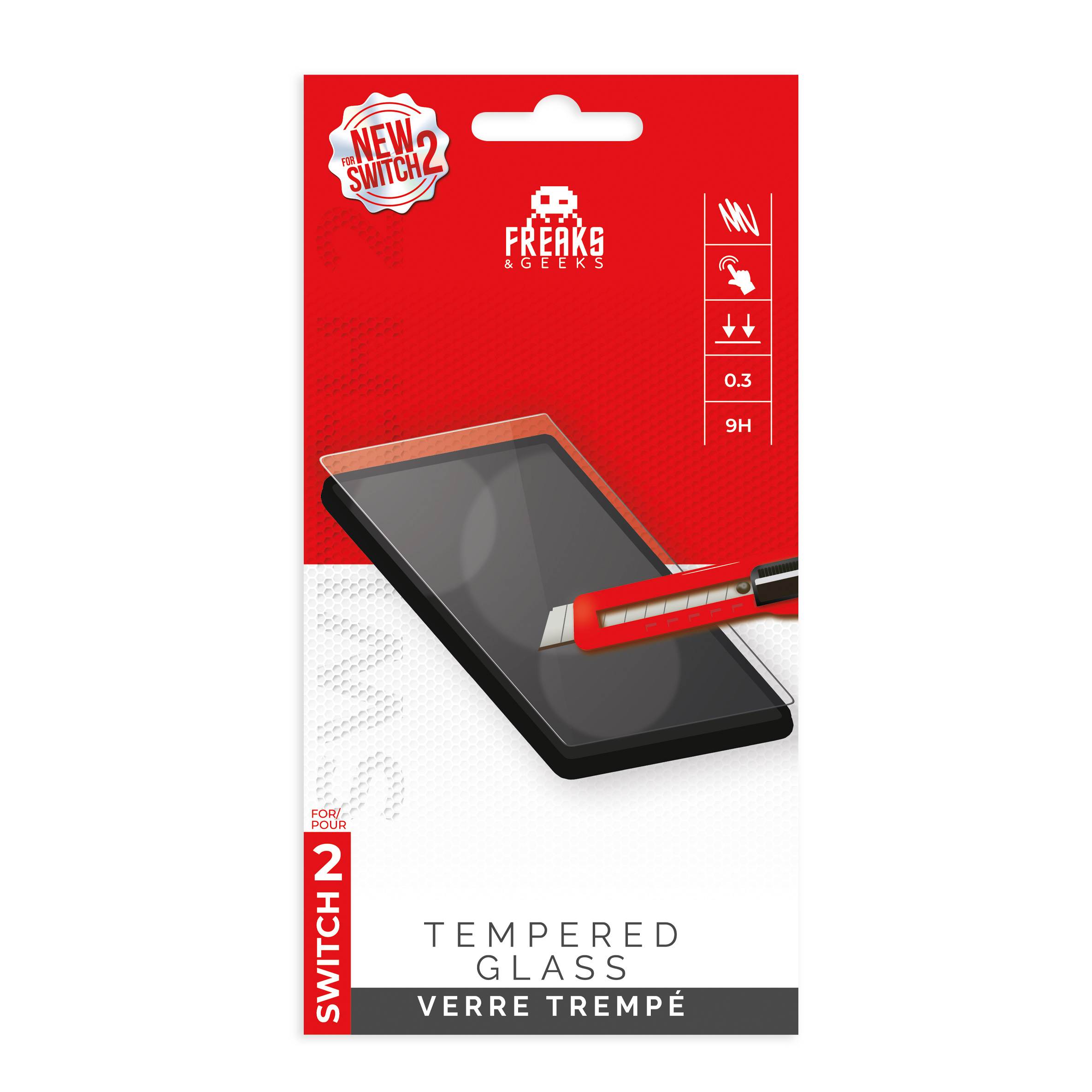 Switch 2 Tempered Glass Screen Protector - Freaks And Geeks [Nieuw]