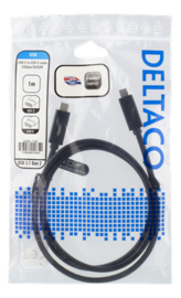 USB C naar USB-C Super Speed kabel 3A 60W (3.1 Gen 2) 1 Meter - Deltaco [Nieuw]
