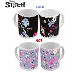 Disney Lilo & Stitch Mok I Love U Heat Change -Star [Nieuw]