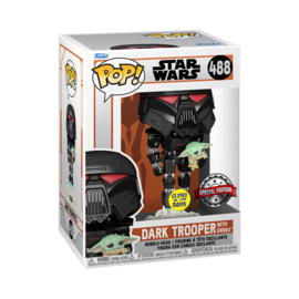 Star Wars The Mandalorian Funko Pop Dark Trooper With Grogu (Glow In The Dark) Special Edition #488 [Nieuw]