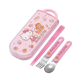 Hello Kitty Chopsticks & Spoon & Fork Set Sweety pink [Nieuw]