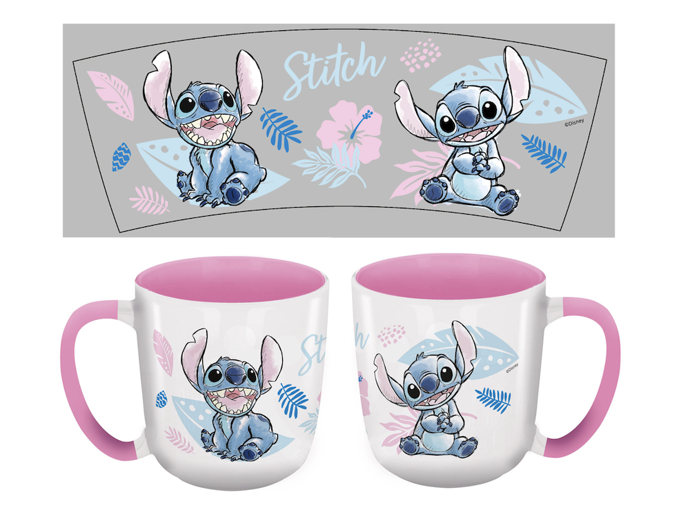 Disney Lilo & Stitch Mok Watercolor Pink Elite Colored Inner 384 ml - Stor [Nieuw]