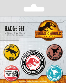 Jurassic World Dominion Button Pack Warning Signs 5 Pack [Nieuw]