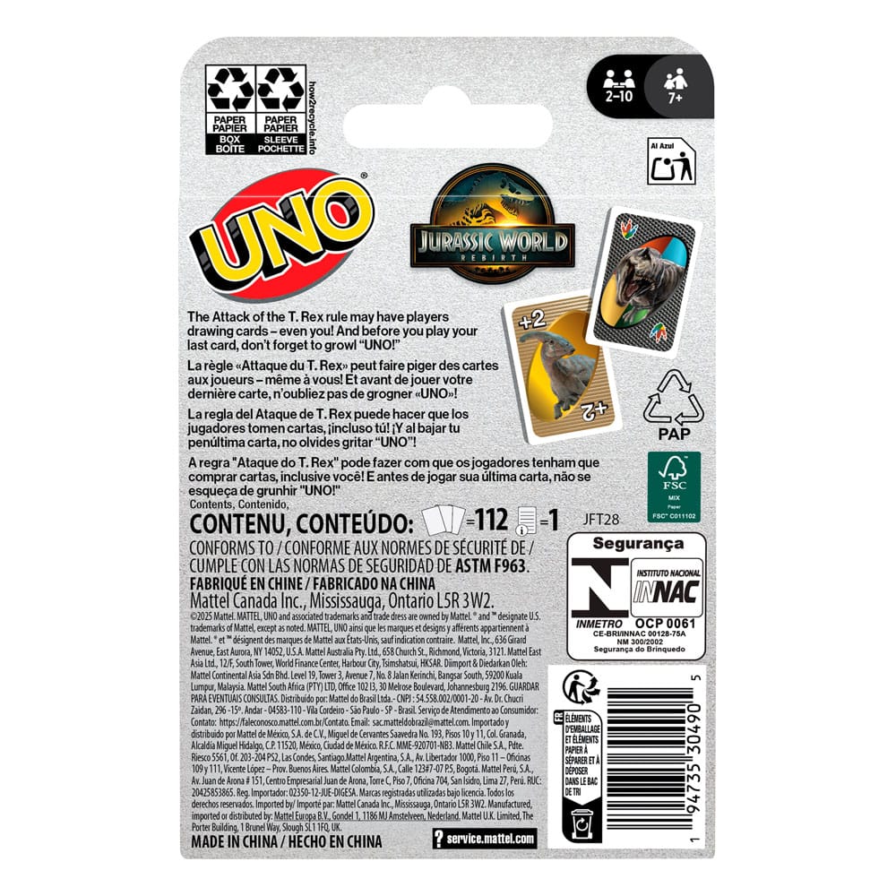 Jurassic World Rebirth Uno Card Game - Mattel [Nieuw]