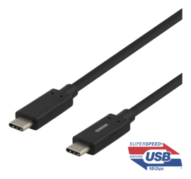 USB C naar USB-C Super Speed kabel 3A 60W (3.1 Gen 2) 1 Meter - Deltaco [Nieuw]
