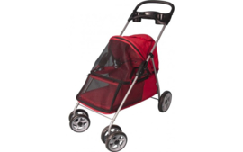 Hondenbuggy 4 wielen Rood 94 x 46 x 91,5 cm - Max 10 kg - Gratis Verzending