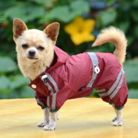 Honden regenpak Traffic Rood  - Large - Ruglengte 31-33 cm -In Voorraad