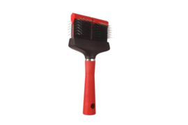Flexibele slicker borstel rood dubbel voor de hond