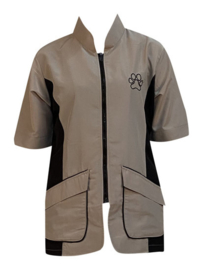 Trimshirt met pootje beige zwart mouw 3XL In voorraad