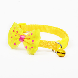 Puppy halsband strik geel nylon - Nekomvang 22-32 cm -  GEEL - In Voorraad