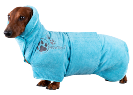 Badjas voor honden Turquoise XXXS - Ruglengte 19-22,5 cm - In voorraad