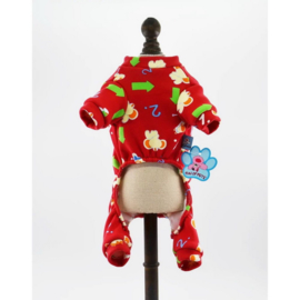 Honden Pajama Rood - Small - Ruglengte 25 cm - In Voorraad