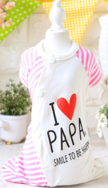 Hondenpyjama Love Papa XS Roze - Ruglengte 21 cm- In Voorraad