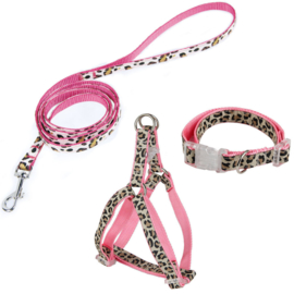 Hondentuigsetje Leopard Roze Medium