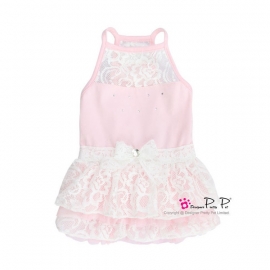 Pretty Pet Lace Dress Pink  - XS -Ruglengte 20 cm - In Voorraad