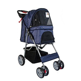 HONDENBUGGY DONKERBLAUW - 4 WIELEN- Gratis Verzending