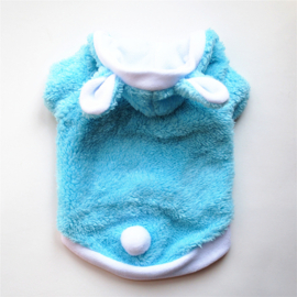 Hondentrui Fleece met oortjes Blauw XS - Ruglengte 19-20 cm - In Voorraad